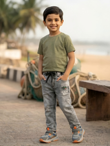 Boys' Urban Dark Grey Washed Slim-Fit Jeans