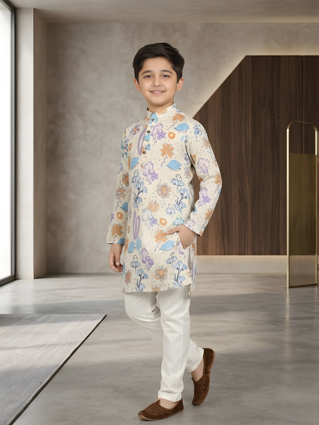 The Whimsical Meadow Floral Printed Kurta & Pajama Set.