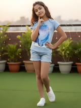 Girls' Light Blue Disney Frozen "Celebrate the Season Together" Graphic T-Shirt