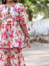 Girls Traditional Half Sleeves Sharara Set - Pink