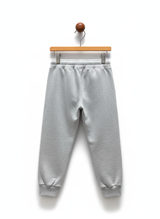 Boys' Light Grey Fleece Jogger Track Pants with Navy Drawstring