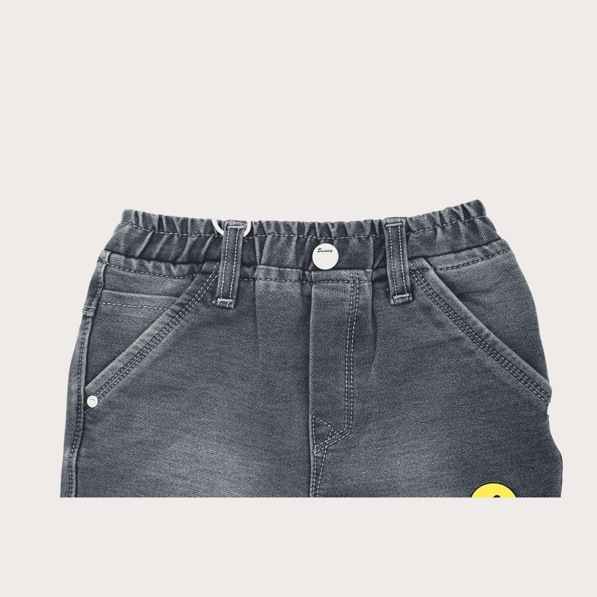 Boys Casual Plain Jeans Shorts Full Elastic - Blue