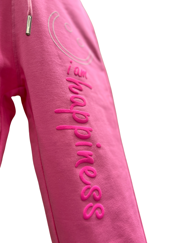 Girls Pink Jogger Pants with “I Am Happiness” Print