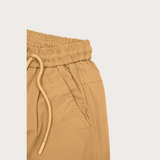 Boys Casual Plain Cotton Joggers With Rib - Brown