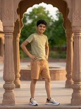 Boys' Premium Khaki Textured Drawstring Shorts
