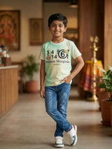 Boys Light Green Typography Graphic T-Shirt