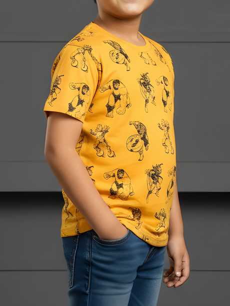 Boys' Gold Marvel Avengers All-Over Action Print T-Shirt