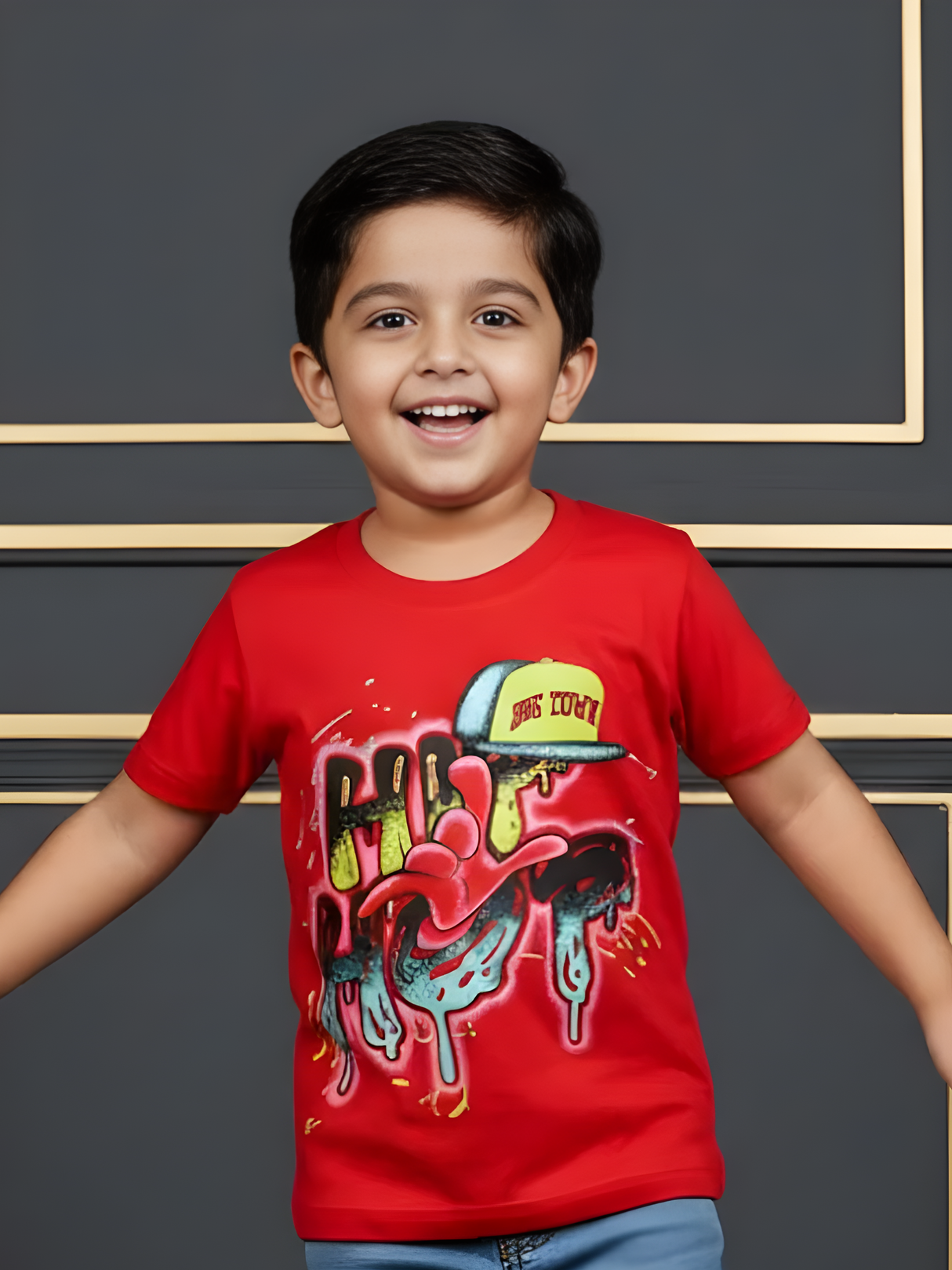 Boys' Red "HIP HOP" Graffiti Graphic T-Shirt