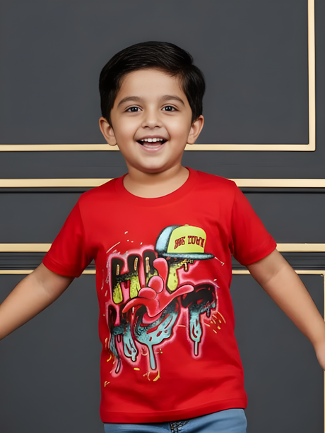 Boys' Red "HIP HOP" Graffiti Graphic T-Shirt
