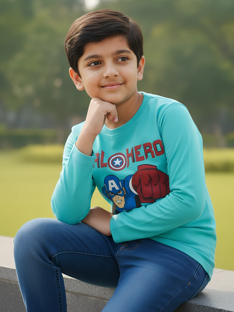Marvel Captain America "Real Hero" Boys' Long Sleeve Graphic T-Shirt
