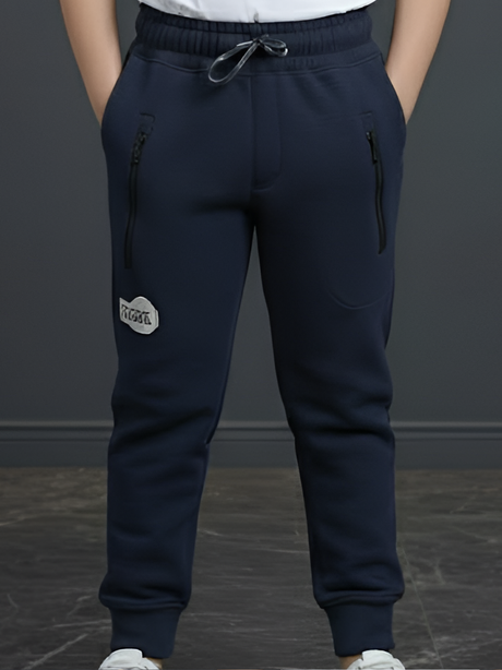 Boys' Navy Blue Waffle-Textured Active Track Pants