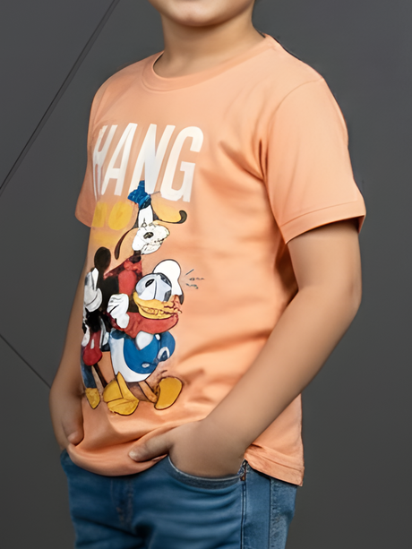 Boys' Peach Cartoon Friends Graphic T-Shirt