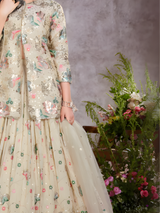 Girls' Multi-Color Rajasthani Print Crop Top Lehenga Choli Set