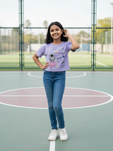 Girls' Astronaut Graphic Purple Crop Top