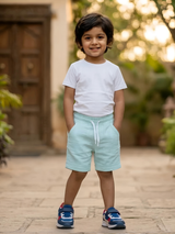 Boys' Light Blue Textured Drawstring Shorts - Summer Essentials