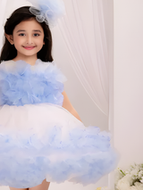 Girls Party Heavy Western Gown With Work - Blue
