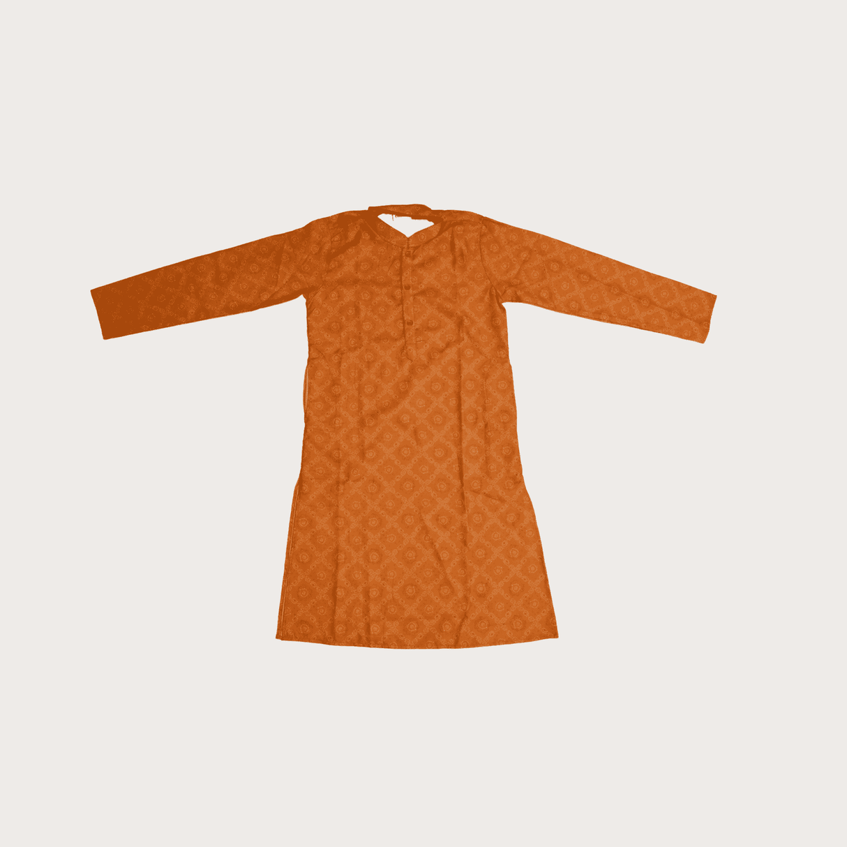 Boys Traditional Printed Chudidar Kurta Set - Orange