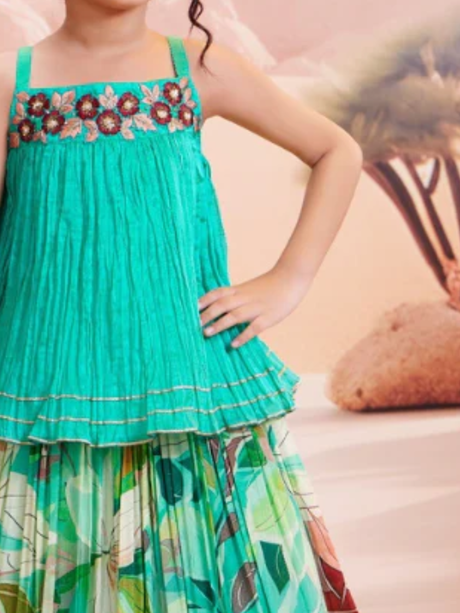 Girls' Multi-Tone Patchwork Lehenga Choli Set