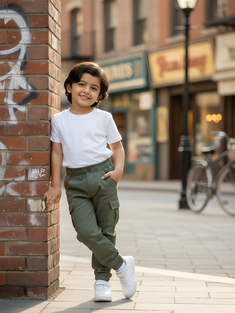 Boys' Comfort-Fit Active Trackpants - Olive Green