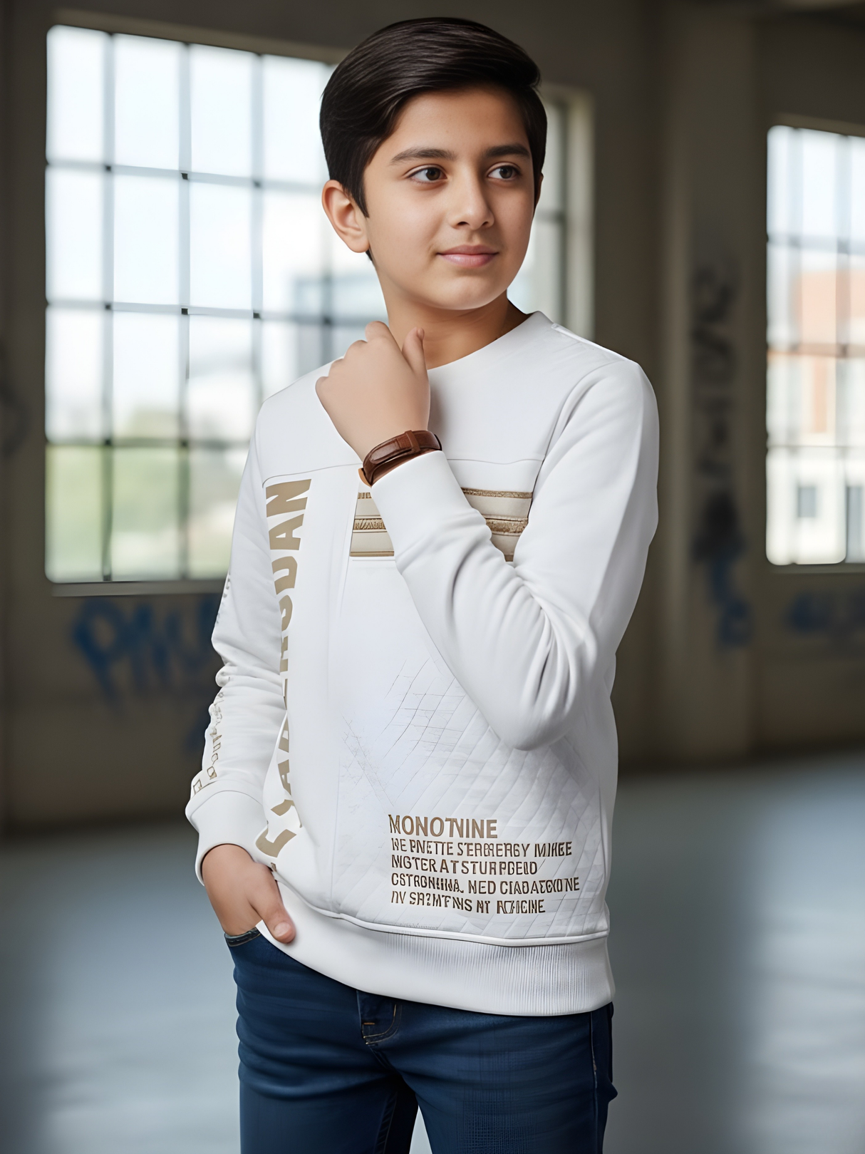 Boys' Ombré White 'LE-ADERUDAN' Graphic Tee