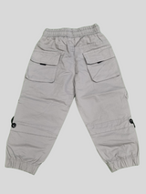Boys' Light Grey Cargo Joggers – 'Focus Denim' Utility Pants with Drawstring Fit