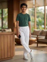 Boys Premium White Cotton Track Pants