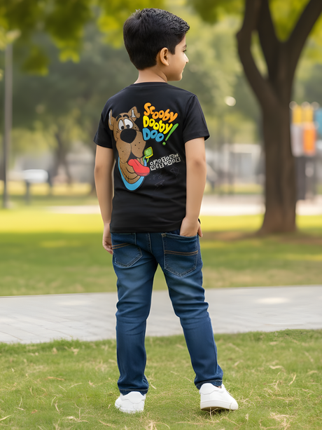 Boys' Scooby-Doo! Graphic Print Black Cotton T-Shirt
