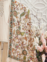 Girls' Premium Cream Gharara Suit with Heavy Sequin Embroidery & Floral Dupatta