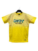 Boys Graphic T-shirt with "Bogy" Print – Vibrant Yellow Casual Wear for Kids