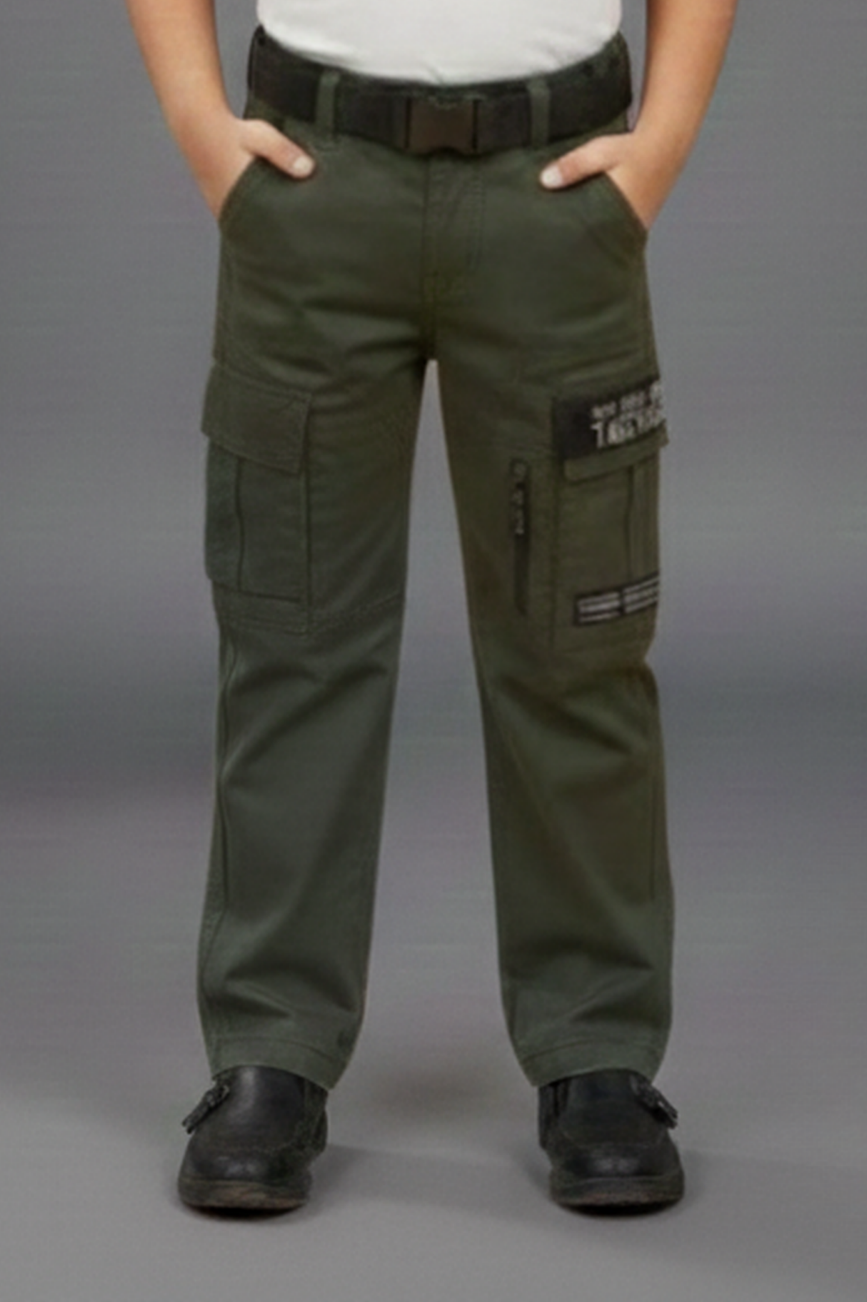 Olive Green Adventure Cargo Pants with Tactical Belt
