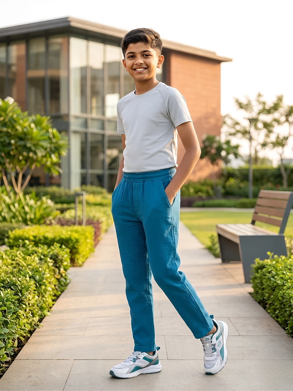 Boys Premium Textured Cotton Track Pants