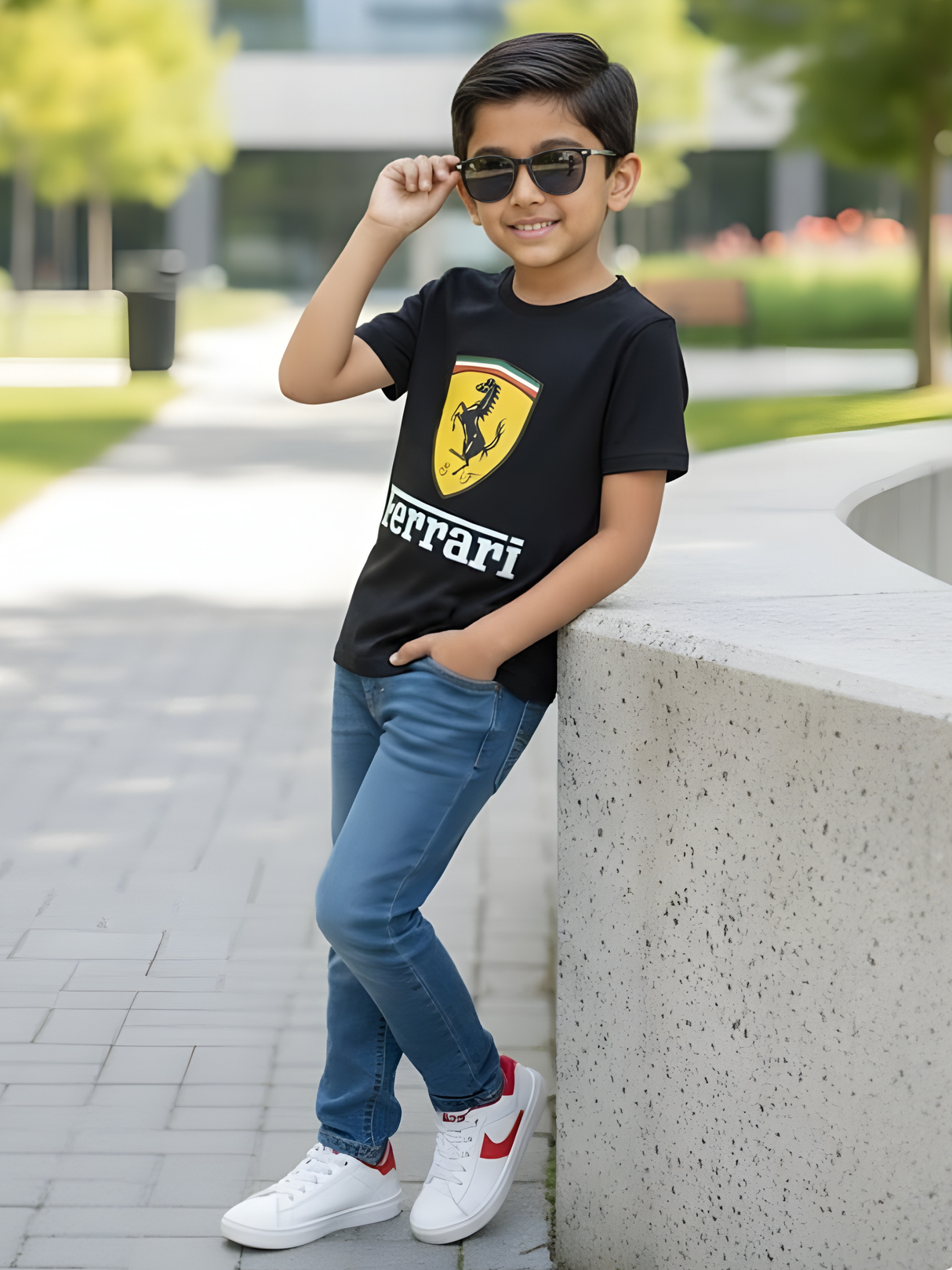Boys' Black Racing Shield Graphic T-Shirt