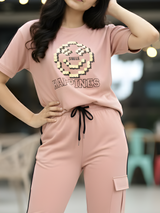 Girls Peach 'Happiness' Graphic Cargo Co-ord Set
