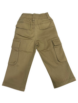 Boys Brown Cargo Pants with Adjustable Waist and Pockets