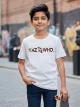 Boys "TAZ WHO." Looney Tunes Graphic Print White T-Shirt