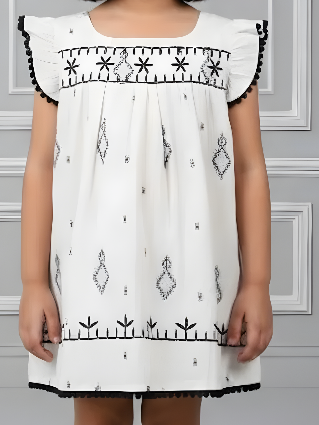 Cream Bohemian Embroidered Frock