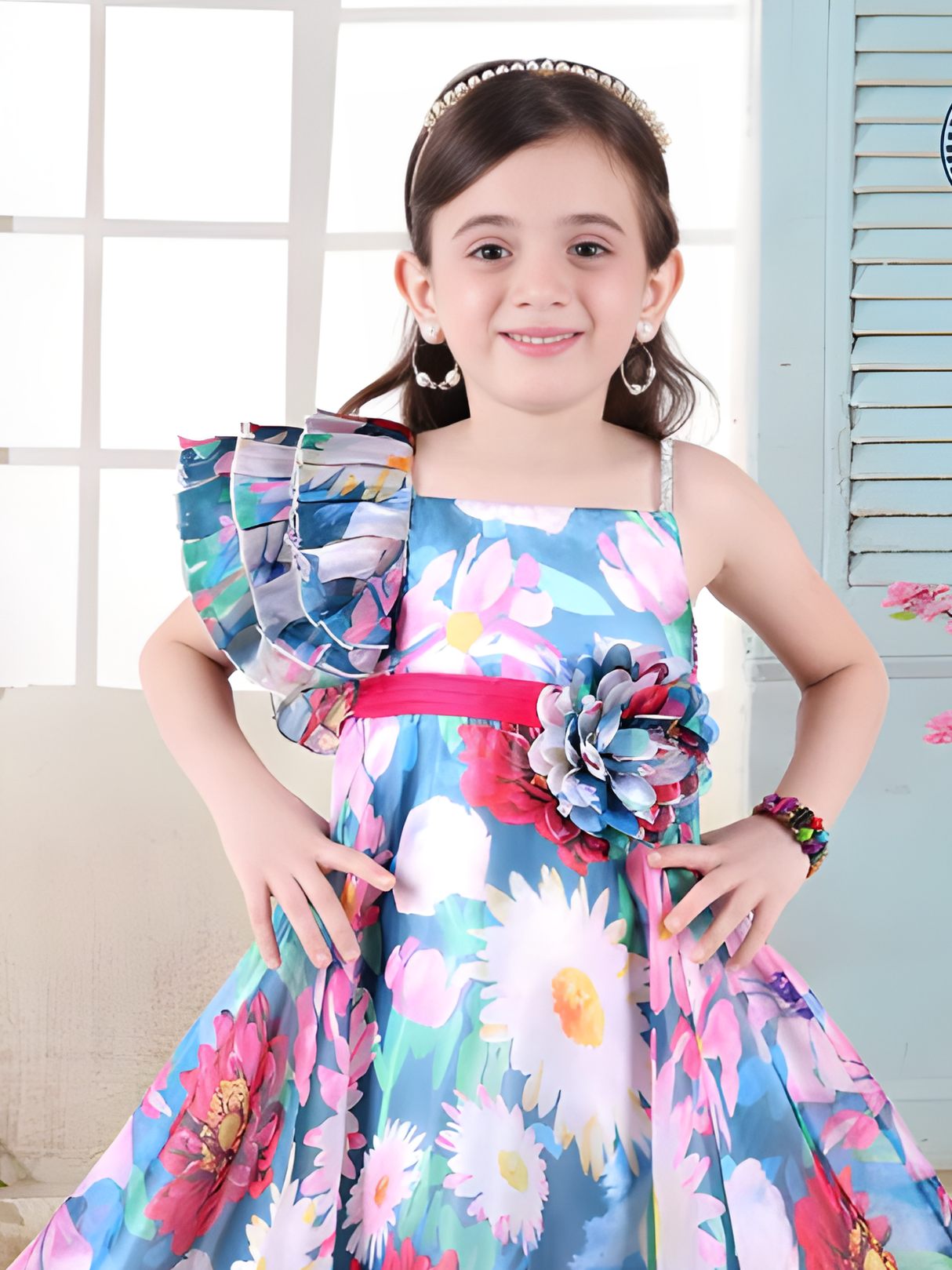 Vivid Garden Floral Western Gown