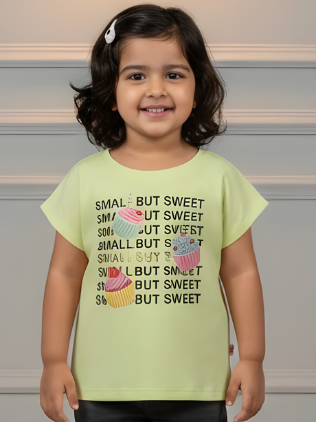 Girls Mint Green "Small But Sweet" Cupcake Graphic Tee