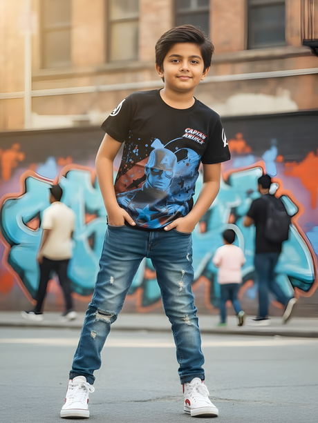 Captain Hero Graphic Tee - Midnight Black