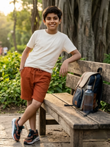 Boys' Earthy Brown Cotton Casual Shorts