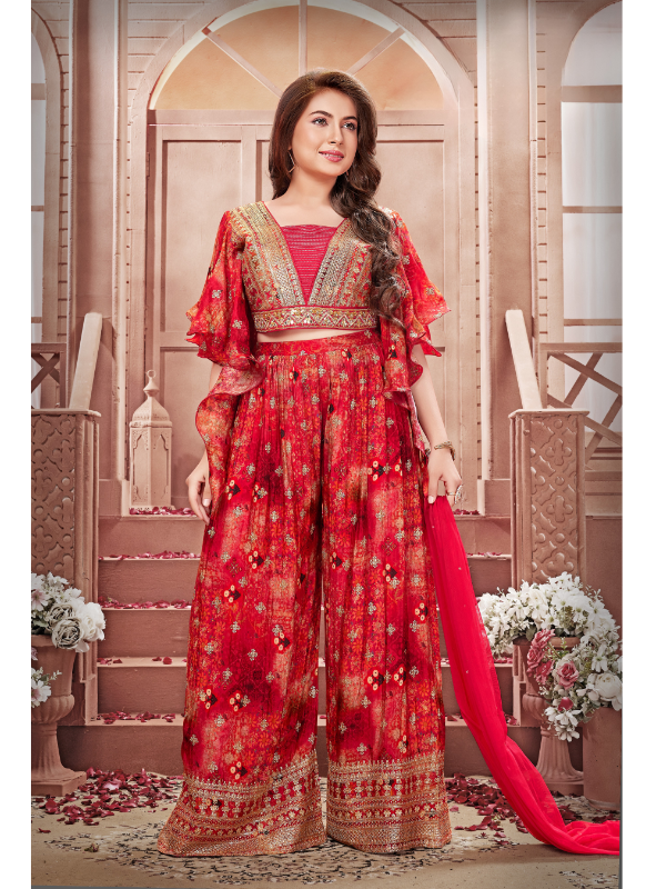 Girls Traditional 3/4th Sleeves Plazo Set - Rani