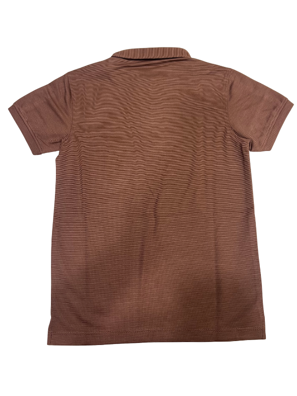 Boys Brown Polo Shirt with Zip Closure and Pocket Detail