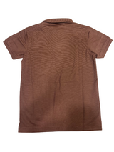 Boys Brown Polo Shirt with Zip Closure and Pocket Detail