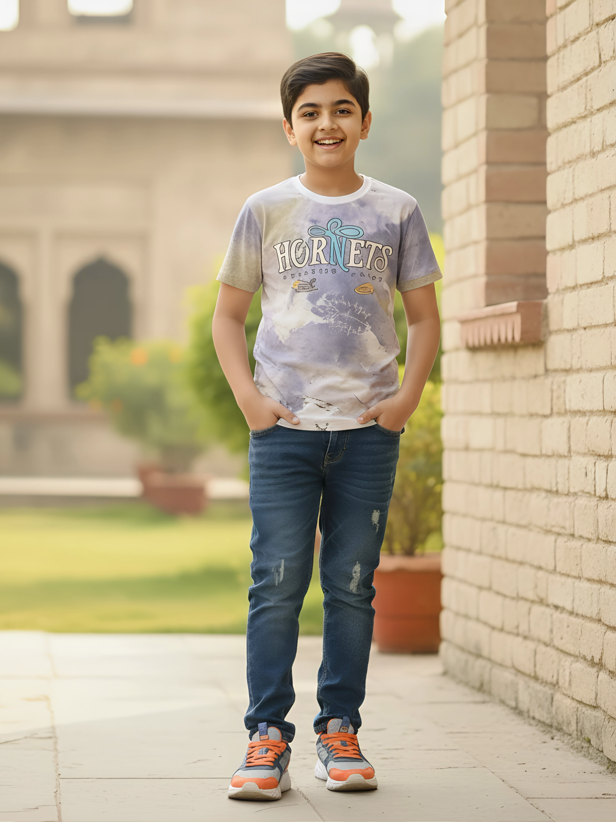 Boys' Urban "Hornets" Graphic T-Shirt - Cream Multi