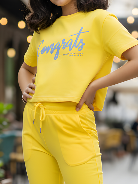 Girls' Sunbeam Yellow "Congrats" Coordinate Set