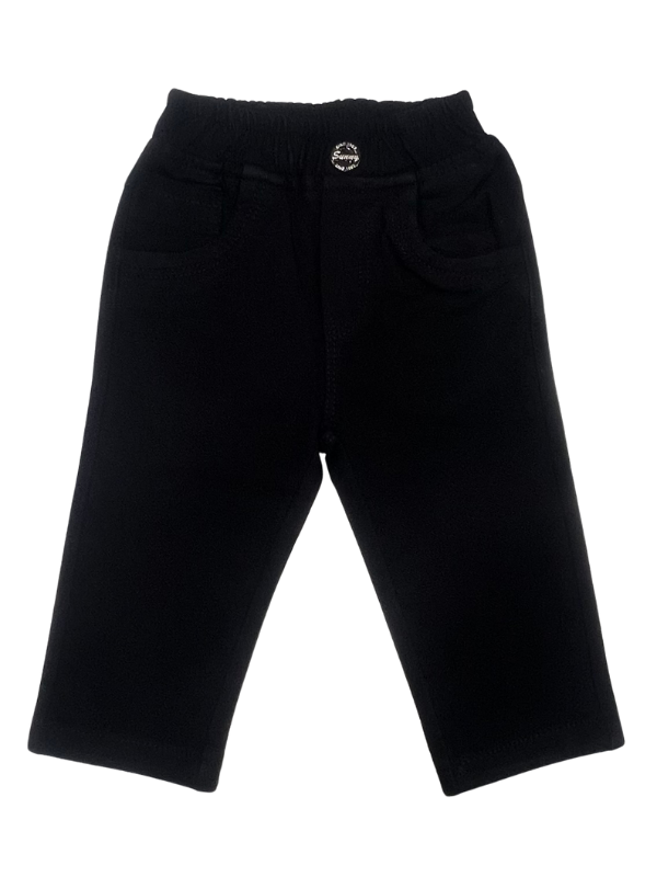 Boys Black Slim Fit Jogger Pants with Elastic Waistband
