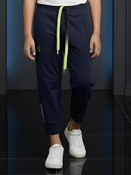 Boys' Blue Multi-Pocket Tactical Track Pants