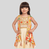 Girls Traditional Sleeves Less Sharara Set - Cream