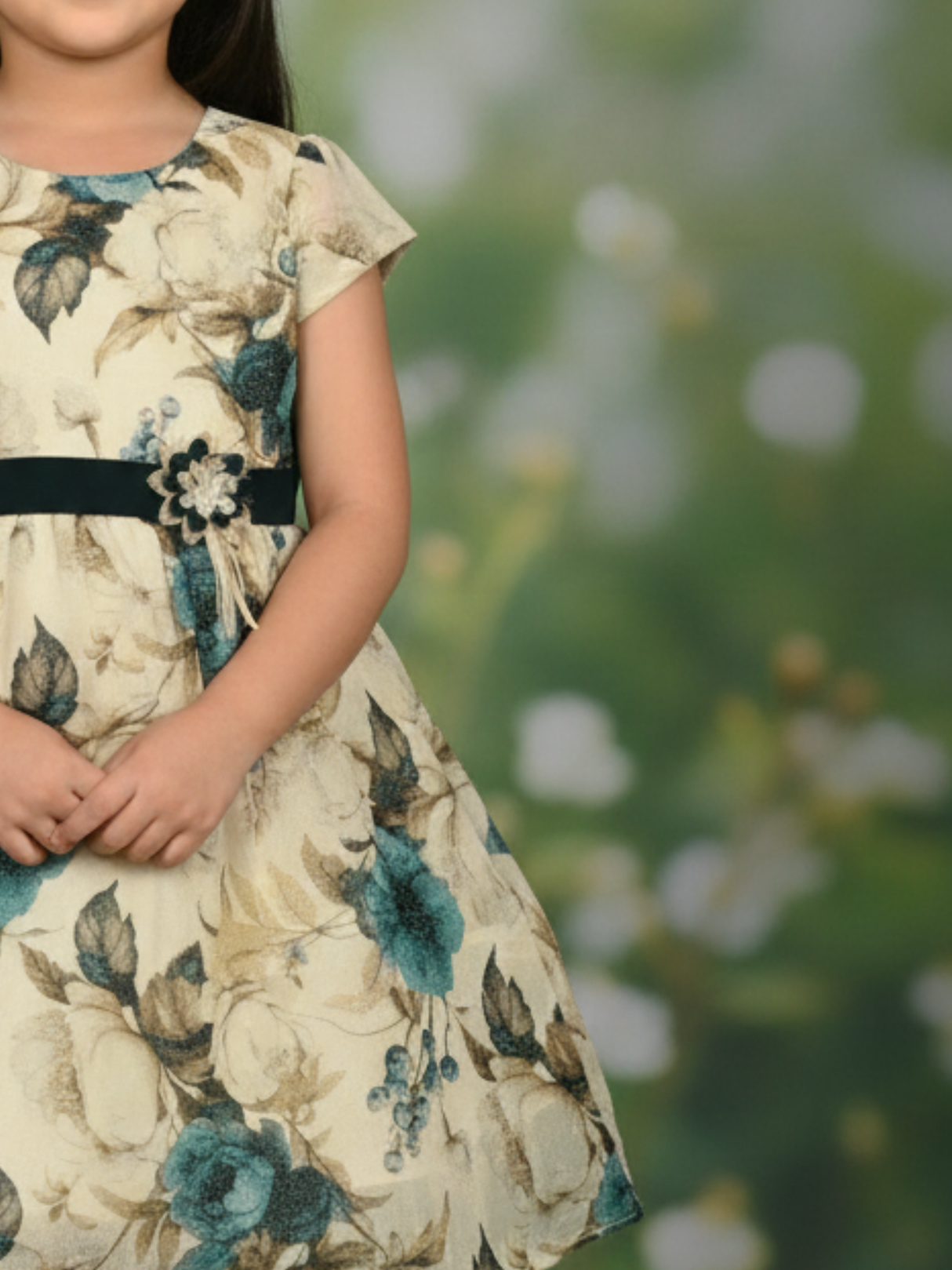 Girls Casual Printed Cotton Frocks - Green