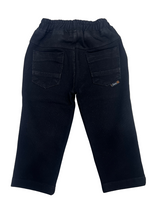 Boys Black Cotton Slim Fit Pants with Elastic Waist